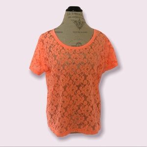 Sexy Sheer Coral Neon Orange T-shirt